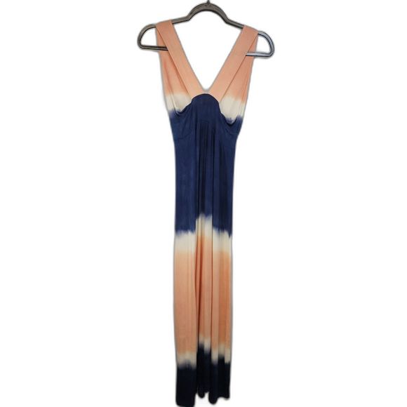 Fraiche by J V-neck Striped Maxi Jersey Dress Size S - Picture 2 of 6